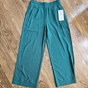 Athleta Echo Wide Crop Pant‎ Size 0 Green Pantalon 3/4 Jambe NWT $109